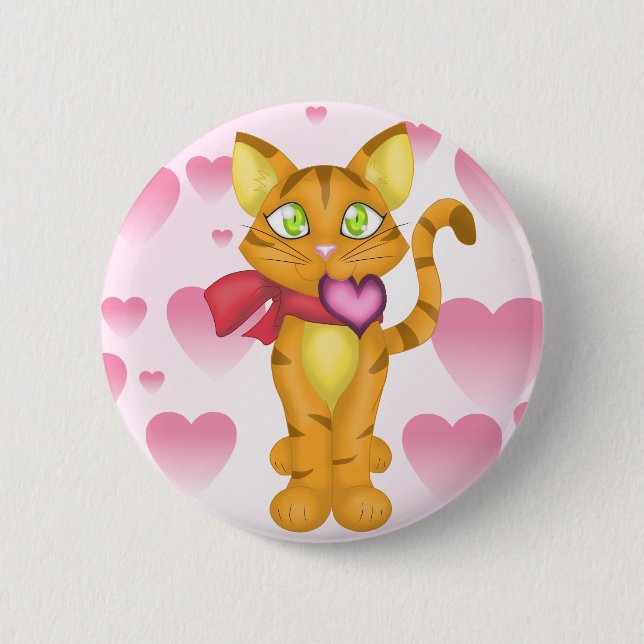 Macaron Rond 5 Cm Lovely Kitty (Devant)