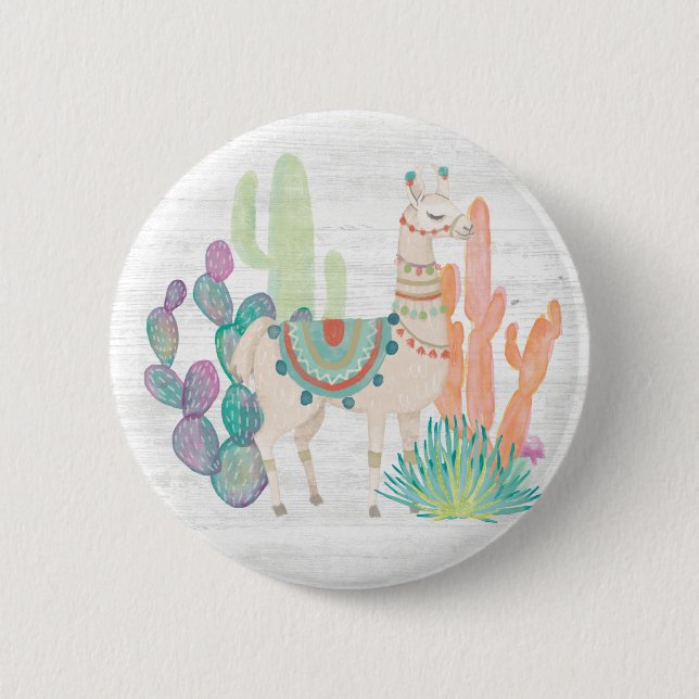 Macaron Rond 5 Cm Lovely Llamas II (Devant)