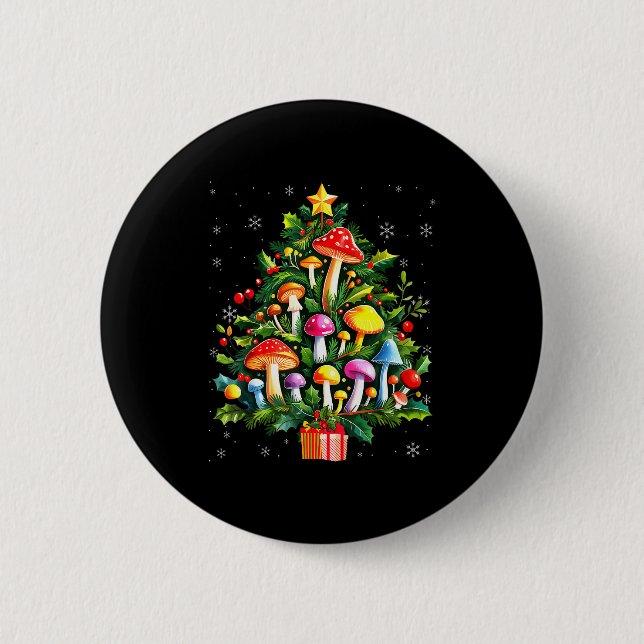 Macaron Rond 5 Cm Lover Xmas Mushroom Christmas Tree  (Devant)