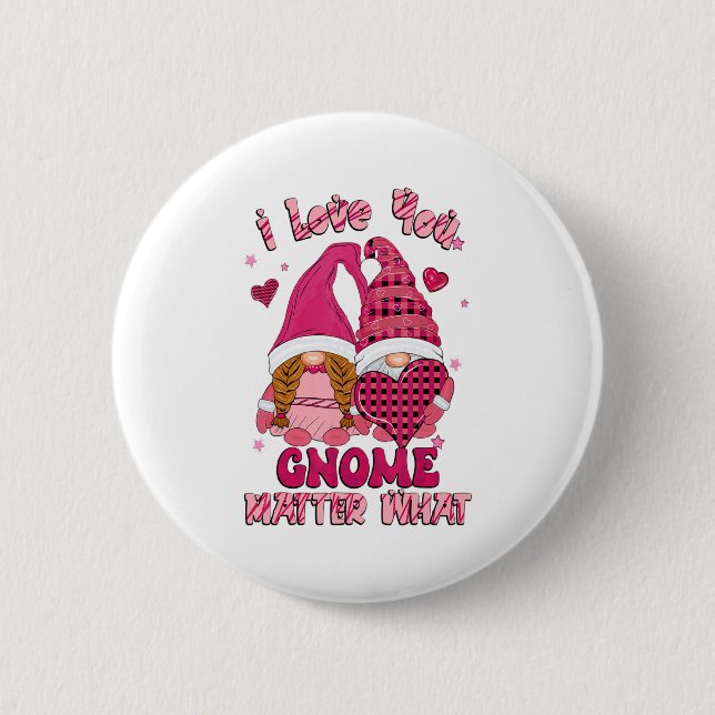 Macaron Rond 5 Cm Loving You Gnome What Buffalo Plaid Valenti  (Devant)