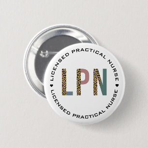 Macaron Rond 5 Cm LPN Licence Pratique Infirmière Leopard Typographi