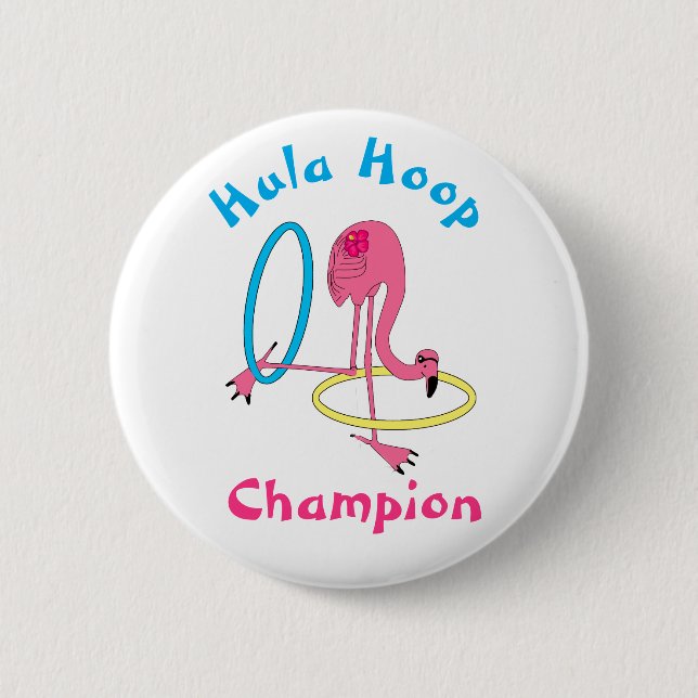Macaron Rond 5 Cm Luau Party Flamingo Hula Hoop Champion 3" Button (Devant)