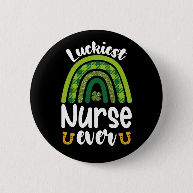 Macaron Rond 5 Cm Luckiest Nurse Ever St Patrick's Day (Devant)