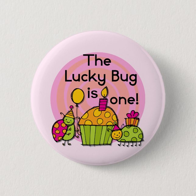 Macaron Rond 5 Cm Lucky Bug Cupcake 1er Anniversaire Tshirts et cade (Devant)