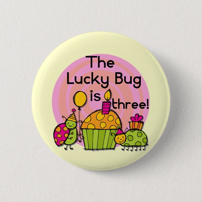 Macaron Rond 5 Cm Lucky Bug Cupcake 3e Anniversaire Tshirts et cadea (Devant)