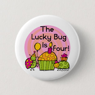 Macaron Rond 5 Cm Lucky Bug Cupcake 4th Birthday T-shirts et cadeaux