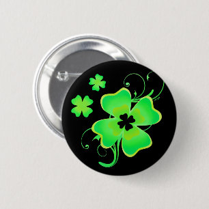 Macaron Rond 5 Cm Lucky Irish Four Leaf Clover Button