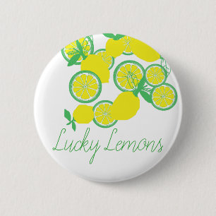 Macaron Rond 5 Cm Lucky Lemons Organic Funky Button Pin