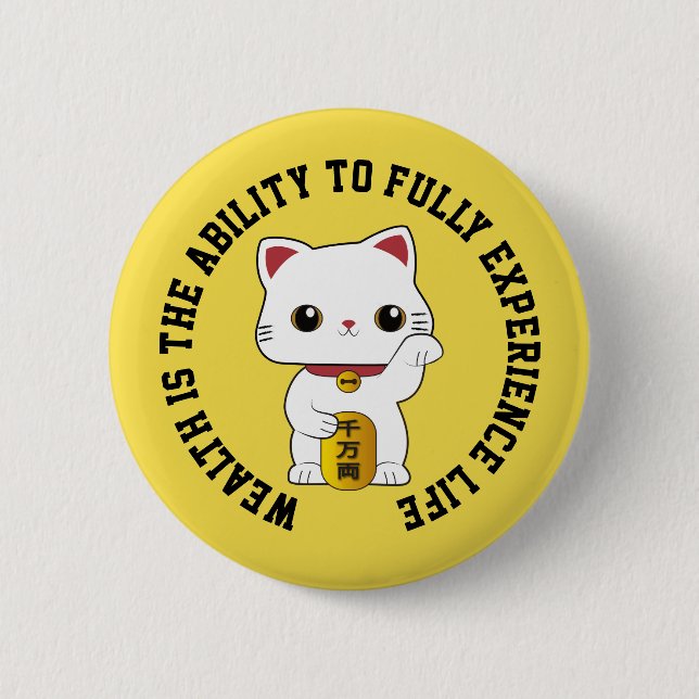 Macaron Rond 5 Cm Lucky Maneki-neko Bouton de chat (Devant)