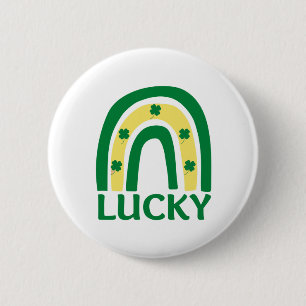 Macaron Rond 5 Cm Lucky Shamrock Rainbow St patrick