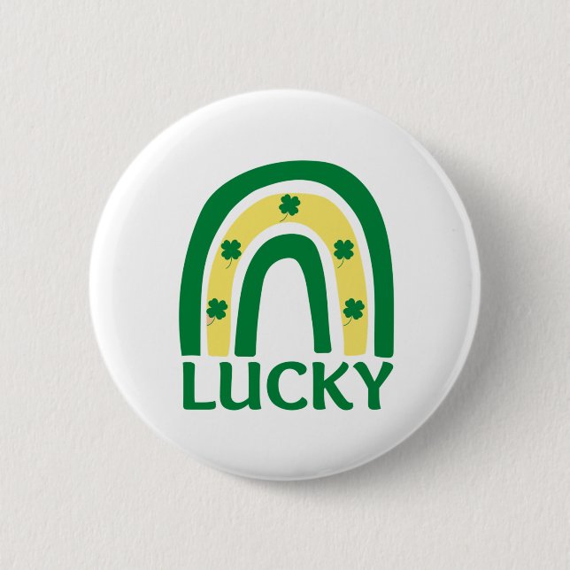Macaron Rond 5 Cm Lucky Shamrock Rainbow St patrick (Devant)