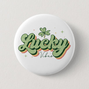 Macaron Rond 5 Cm Lucky Vibes St. Patrick's Day Button