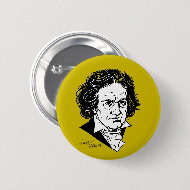 Macaron Rond 5 Cm Ludwig van Beethoven (Devant & derrière)
