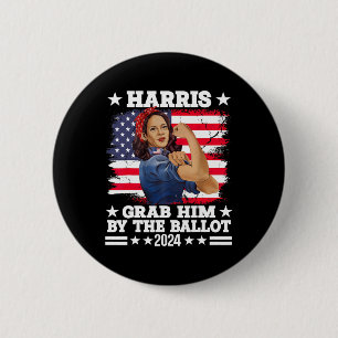 Macaron Rond 5 Cm Lui Par Le Ballot Kamala 2024 Funny Harris Électio