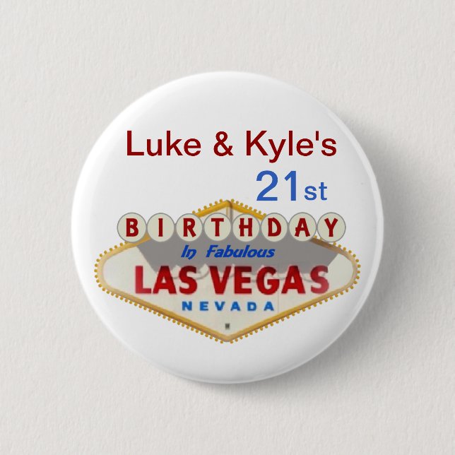 Macaron Rond 5 Cm Luke & Kyle's 21st Las Vegas Birthday Button (Devant)