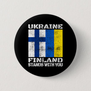 Macaron Rond 5 Cm L'Ukraine la Finlande est avec vous Soutien finla