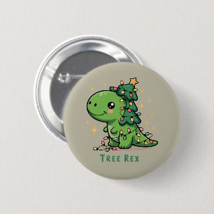 Macaron Rond 5 Cm Lumière de dinosaure de Noël Fête drôle Rex d'arbr