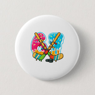 Macaron Rond 5 Cm Lumière de Noël au hockey à goutte de glace 67