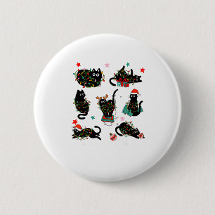 Macaron Rond 5 Cm Lumière de Noël de chat Renne Père Noël Chat de No
