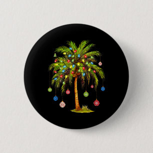 Macaron Rond 5 Cm Lumière de palmier de Noël Hawaïen Tropical Xmas 1