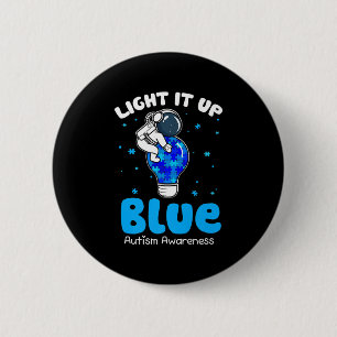 Macaron Rond 5 Cm Lumière It Up Blue Funny Puzzle Pièce Autisme Reco
