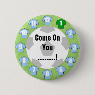 Macaron Rond 5 Cm Lumière Sky Blue Shirts Football Fan Bouton du ven