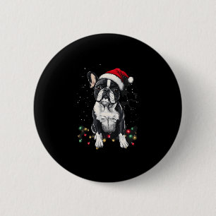 Macaron Rond 5 Cm Lumières de Noël Bouledogue Français Cadeaux de No