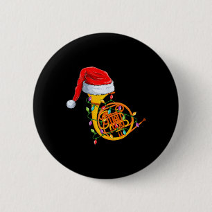 Macaron Rond 5 Cm Lumières de Noël Chapeau de Père Noël Cor Musical