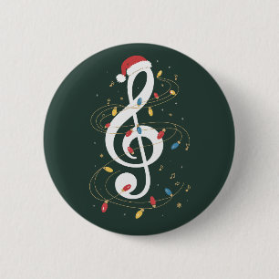 Macaron Rond 5 Cm Lumières de Noël Clé de Sol Amoureux de Musique Mu
