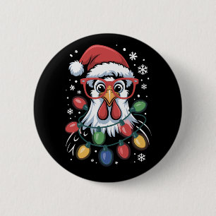 Macaron Rond 5 Cm Lumieres de sapin de Noël de poulet Ferme Animal S