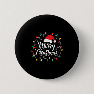 Macaron Rond 5 Cm Lumières Joyeux Noël Chapeau Rouge de Père Noël Xm