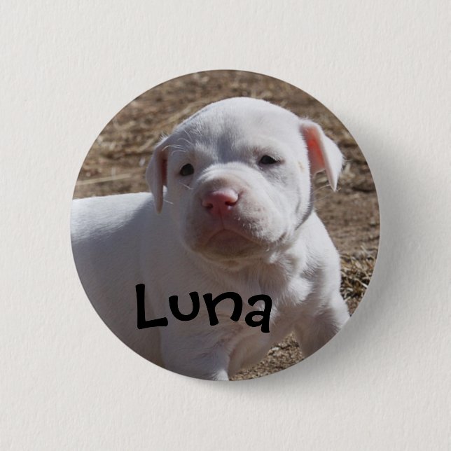 Macaron Rond 5 Cm Luna, chiot sauvé (Devant)