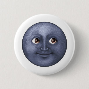 Macaron Rond 5 Cm Lune bleu foncé - Emoji