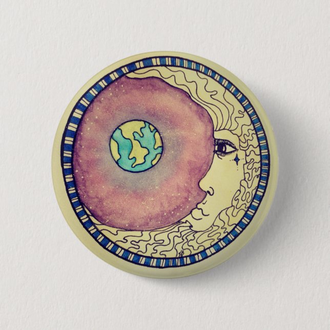 Macaron Rond 5 Cm Lune de mère (Devant)