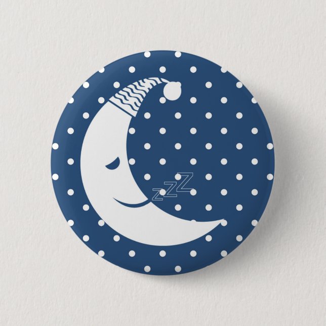 Macaron Rond 5 Cm Lune de point de polka (Devant)
