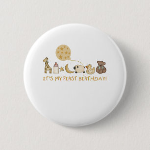 Macaron Rond 5 Cm Lune, étoiles, et anniversaire d'animaux premier