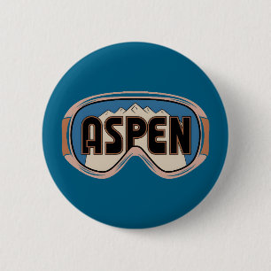 Macaron Rond 5 Cm Lunettes de ski Aspen Snowmass Colorado cadeaux de