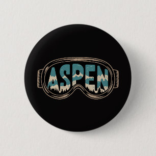 Macaron Rond 5 Cm Lunettes de ski Aspen Snowmass Colorado cadeaux de