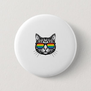 Macaron Rond 5 Cm Lunettes de soleil arc-en-ciel vintage Chat Fierté