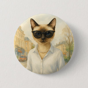 Macaron Rond 5 Cm Lunettes de soleil Bouton de chat pour Amoureux de
