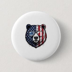 Macaron Rond 5 Cm Lunettes de soleil de l'ours patriotique Vintage V