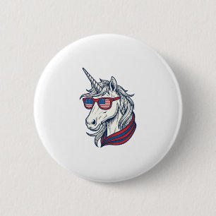 Macaron Rond 5 Cm Lunettes de soleil drapeau licorne patriotique vec