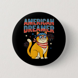 Macaron Rond 5 Cm Lunettes de soleil patriotiques de chat American D