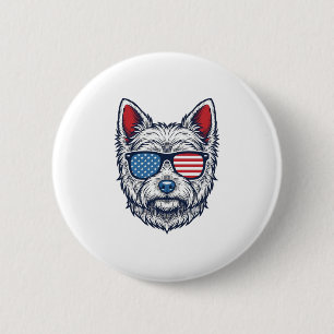 Macaron Rond 5 Cm Lunettes de soleil pour chien Westie patriotiques