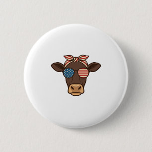 Macaron Rond 5 Cm Lunettes de soleil tête de vache patriotique desig