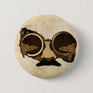Macaron Rond 5 Cm Lunettes et moustache de Steampunk