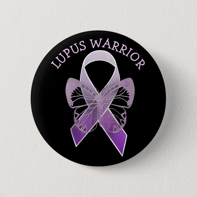 Macaron Rond 5 Cm Lupus Guerrier Purple Sensibilisation Ruban Butto (Devant)