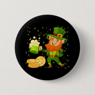 Macaron Rond 5 Cm Lutin buvant de la bière St. Patrick's Day