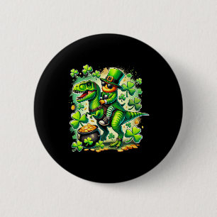 Macaron Rond 5 Cm Lutin chevauchant le dinosaure T Rex St Pat Trex P