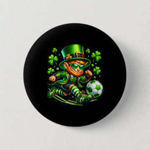Macaron Rond 5 Cm Lutin de la Saint-Patrick Jouant au Football Sport